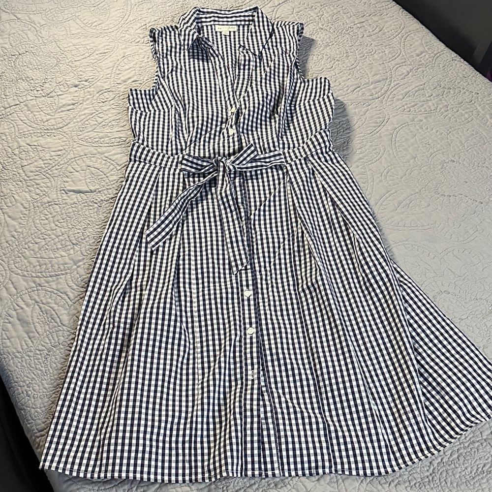 Maison Jules Gingham Midi Dress - Black and White